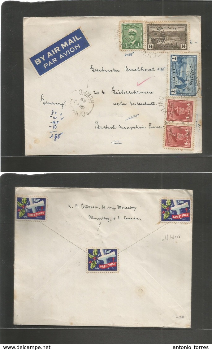 Canada. 1949 (Dec 7) Curling, NS - Germany, British Zone. Air Multifkd Env. Monastery Mail. VF. - Autres & Non Classés