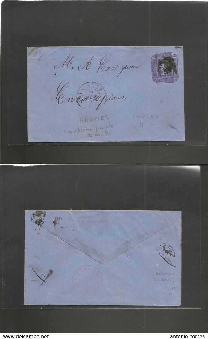 Chile - Stationery. 1875 (26 Nov) De La Rue, London Print ©, 140x86 Mm (k), Anjeles - Concepcion (26 Nov). Fine Very Ear - Chili