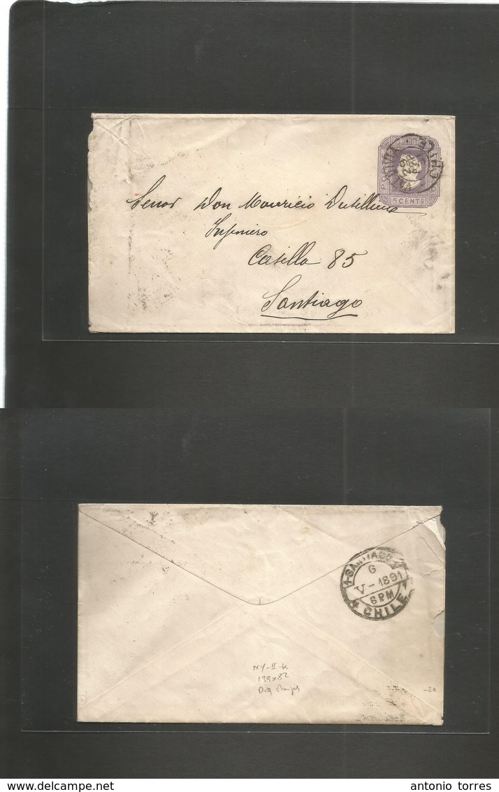 Chile - Stationery. 1891 (29 April) Valdivia - Santiago (6 May) 5c Lilac On Ivory Paper Doble Lines, NY-II-K Print, 139x - Chili