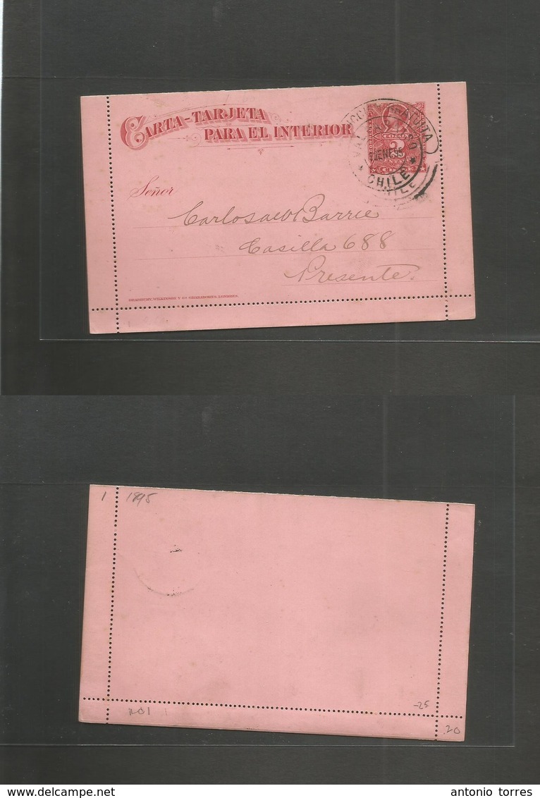 Chile - Stationery. 1895 (12 Ene) Valp Local Stat Lettersheet. Fine Cancel "conduccion Gratuita" Cancel. - Chili