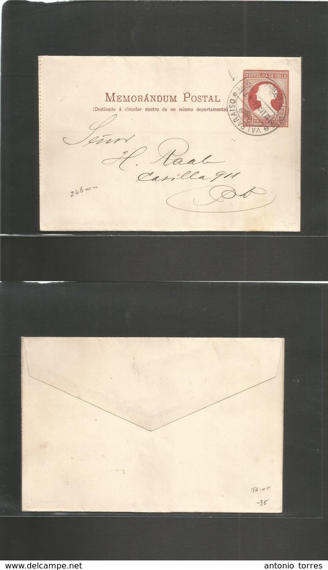 Chile - Stationery. 1904. "Correspondencia Sobrante" (faint But Readable Rare Cancel) 2c Red Memorandum Stat Lettersheet - Chili