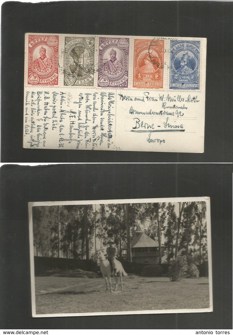 Ethiopia. 1935 (1 Dec) Addis Abeba - Switzerland, Bern. Multifkd Ppc. Nice Item. - Ethiopie