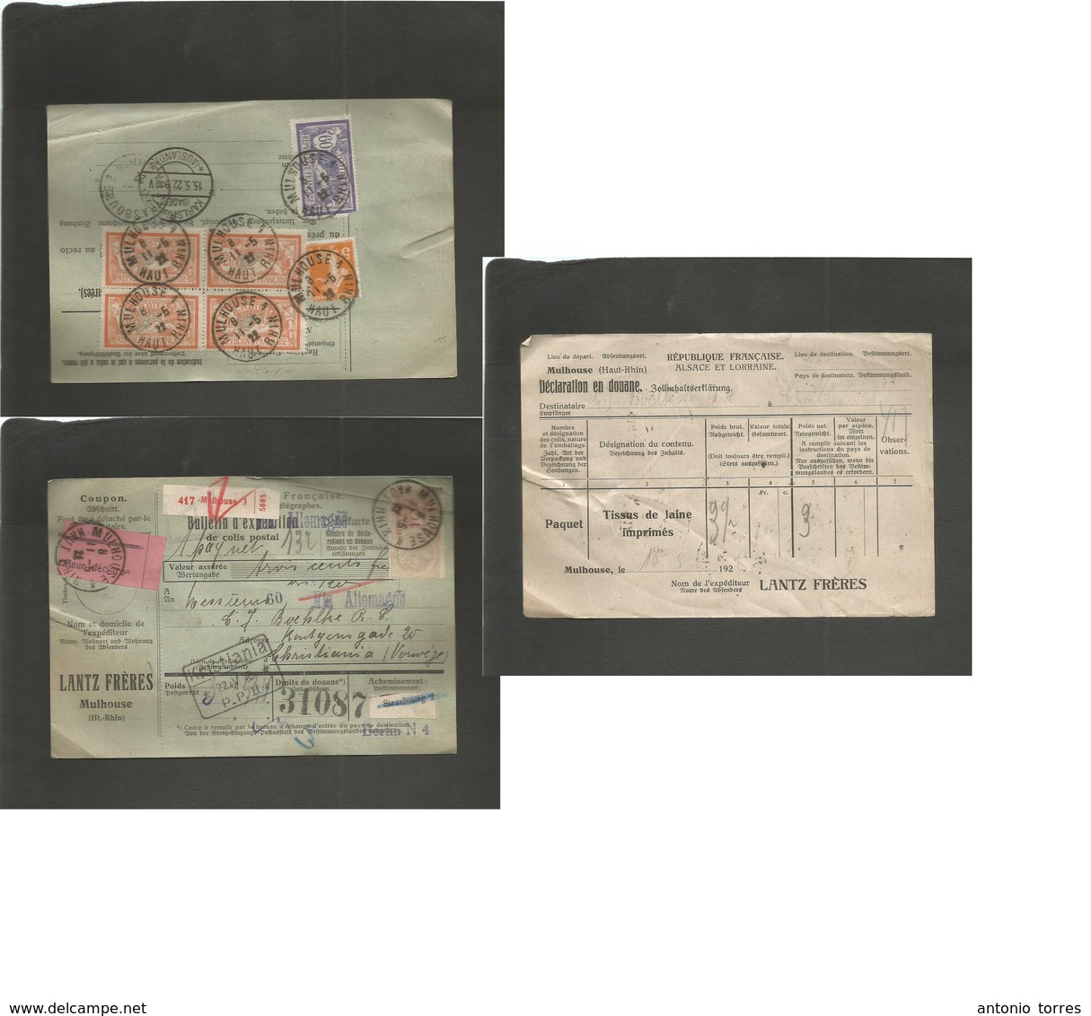 France - Xx. 1922 (11 May) Mulhouse, Haut Rhin - Norway, Kristiania (22 May) Registered Multifkd Package Receipt At 8,65 - Autres & Non Classés