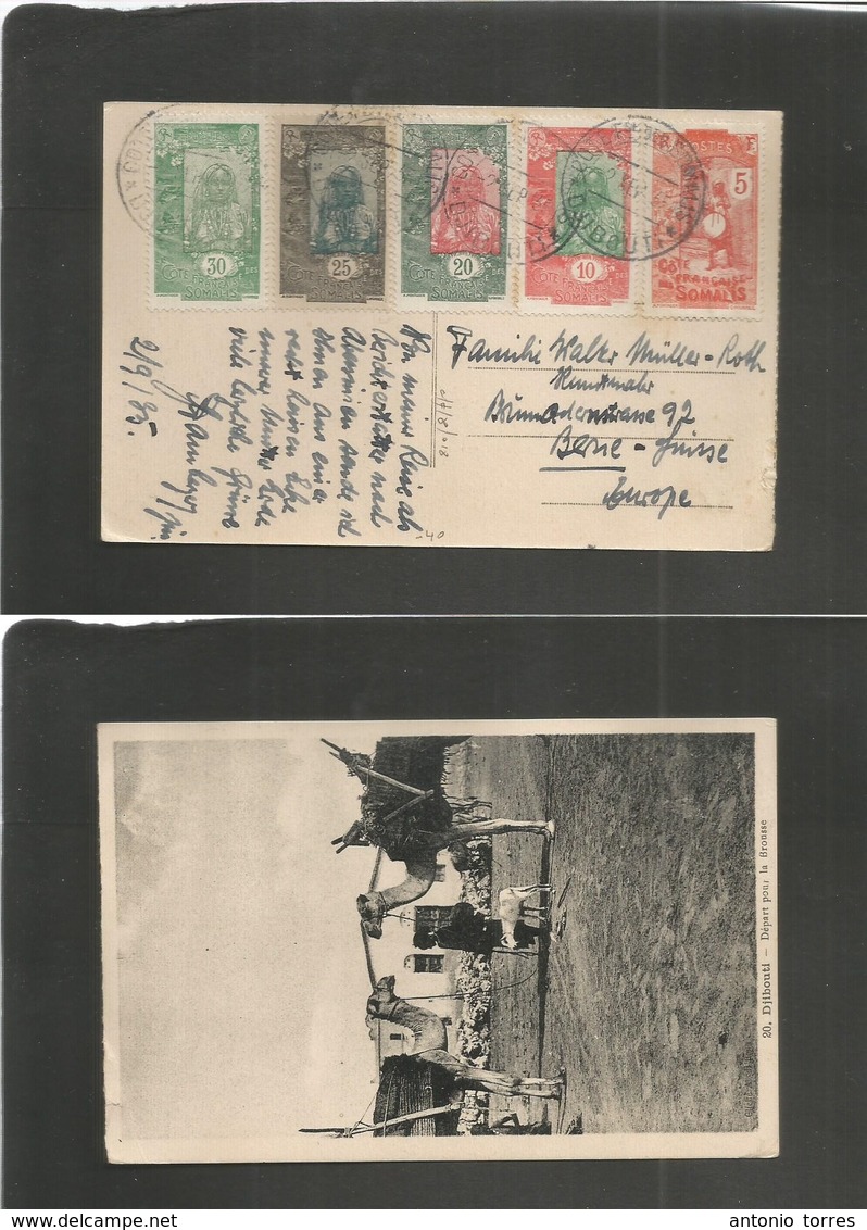 Frc - Somali Coast. 1935 (2 Sept) Djibouti - Switzerland, Bern. Multifkd Photo Ppc. Comercial Tied Cds. VF. - Autres & Non Classés