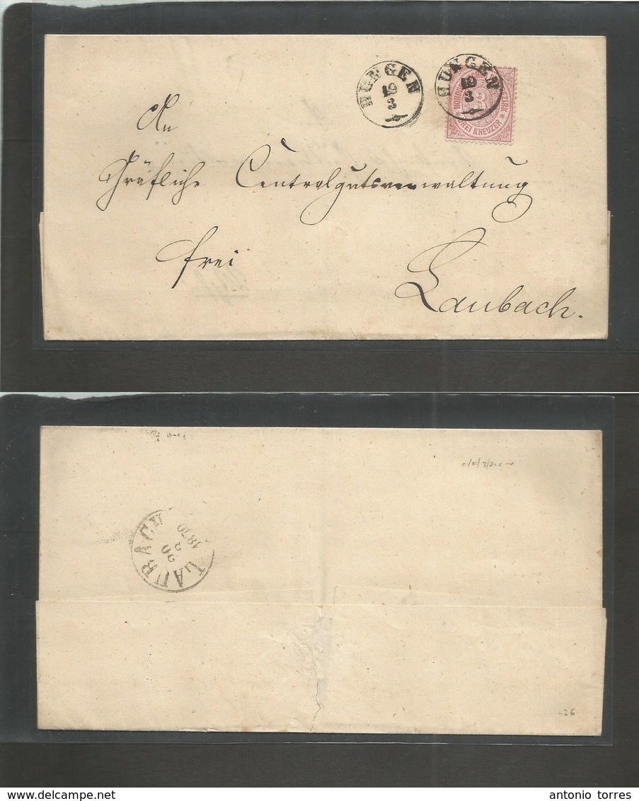 German States-N.G.Conf.. 1870 (19 March) HUNGEN - Laubach (20 March) E. Fkd 3 Kr Rose, Tied Cds. Fine. - Autres & Non Classés