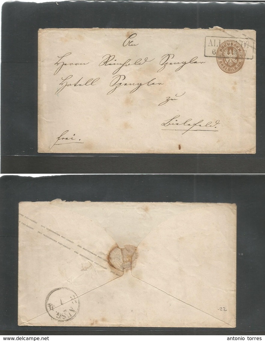 German States-Prusia. 1866 (6 July) Allstadt - Lunlofeld. 3 Gr Brown Stat Env, Box Ds. - Sonstige & Ohne Zuordnung