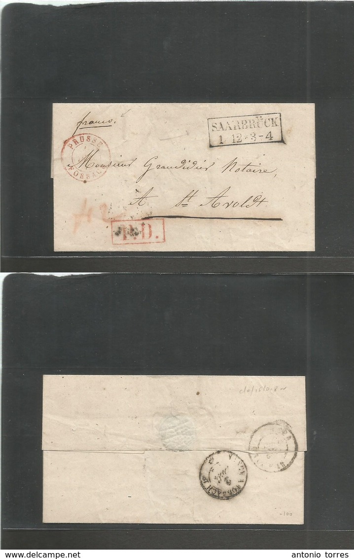 German States-Prusia. C. 1872 (1 Dec) Saarbrucken - Aroldt, France (1-2 Dec). "Free" Unfranked (cash Paid) - Autres & Non Classés