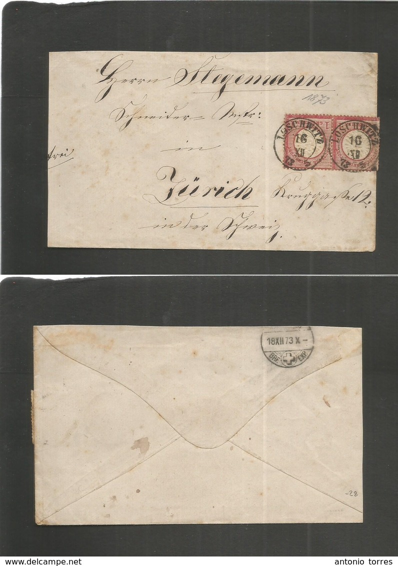 Germany. 1873 (16 Dec) Loschwitz - Switzerland, Zurich (18 Dec). Fkd Env 1gr Red (x2) Cds. Prepaid. Fine. - Autres & Non Classés