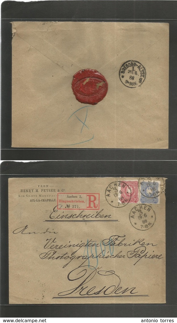 Germany. 1888 (19 June) Aachen - Dresden. Registered Fkd Env, Cds + R-label. Fine. - Autres & Non Classés