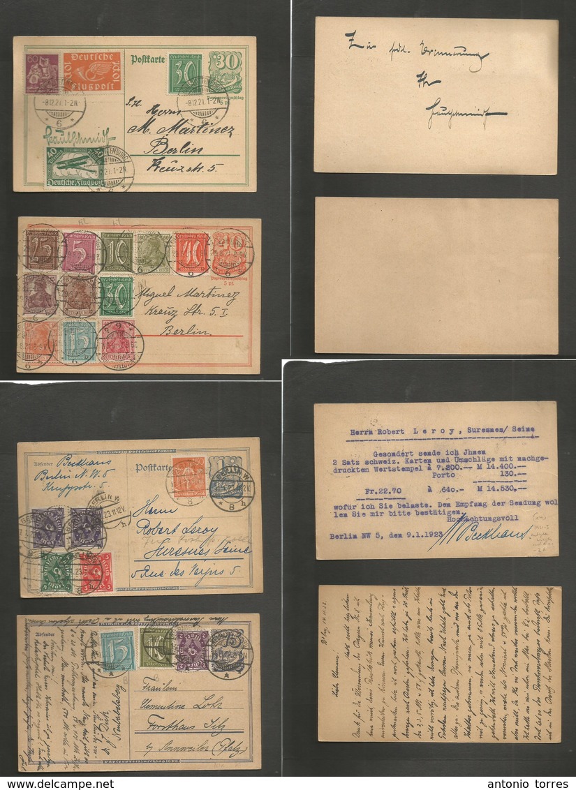 Germany 1921-4. 1921-23. 4 Diff Multifkd Stat Cards + Adtl Frkg. Opportunity VF Group. - Autres & Non Classés