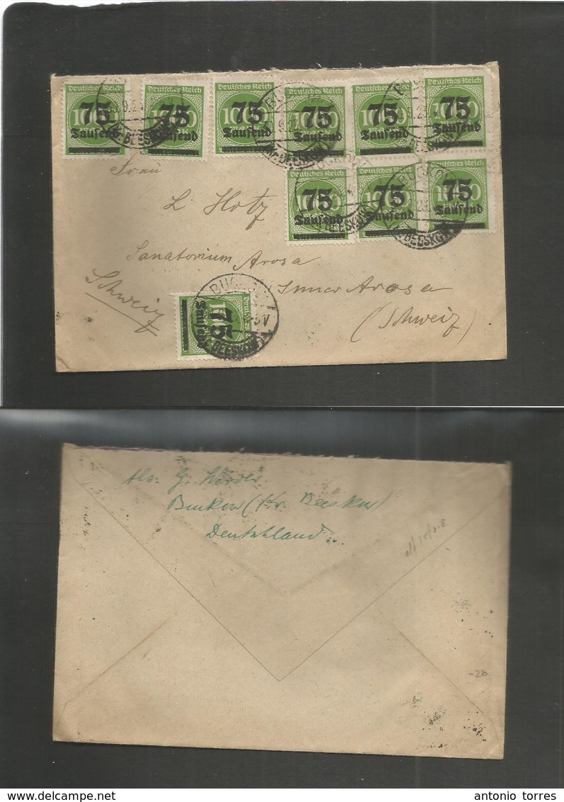 Germany 1921-4. 1923 (30 Sept) Buckow - Switzerland, Arosa. Multifkd Envelope. Nice Item - Autres & Non Classés