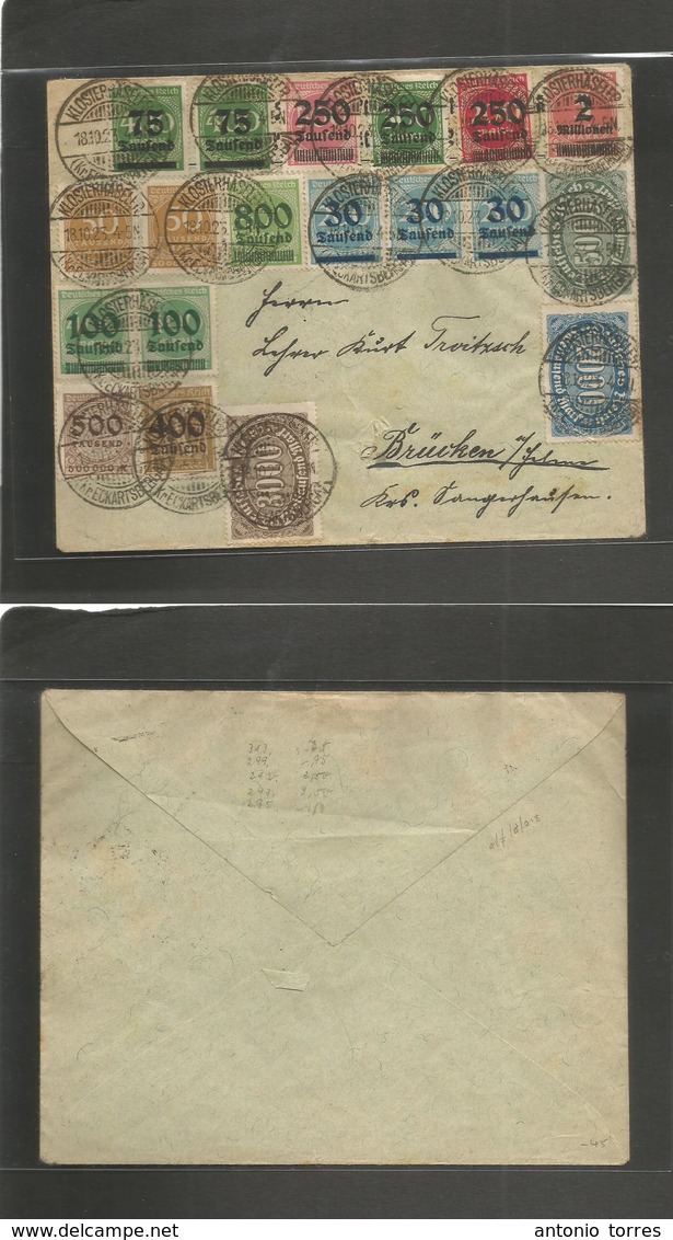 Germany 1921-4. 1923 (18 Oct) Klosterhäserer - Brücken. Multifkd Envelope. Fine. - Autres & Non Classés