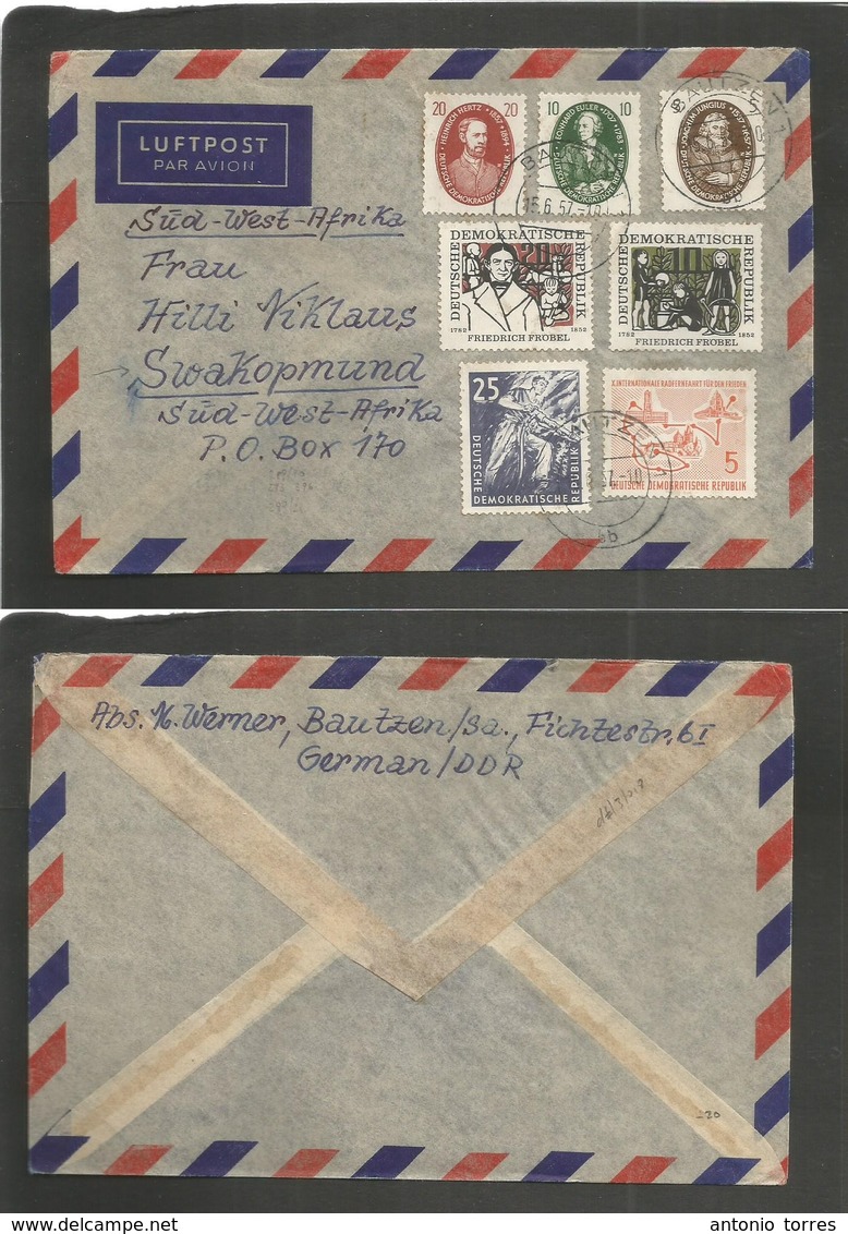 Germany - Xx. 1957 (15 June) DDR, Bantzen - South West Africa, Swakopmund. Air Multifkd Envelope. Fine Use + Destination - Autres & Non Classés