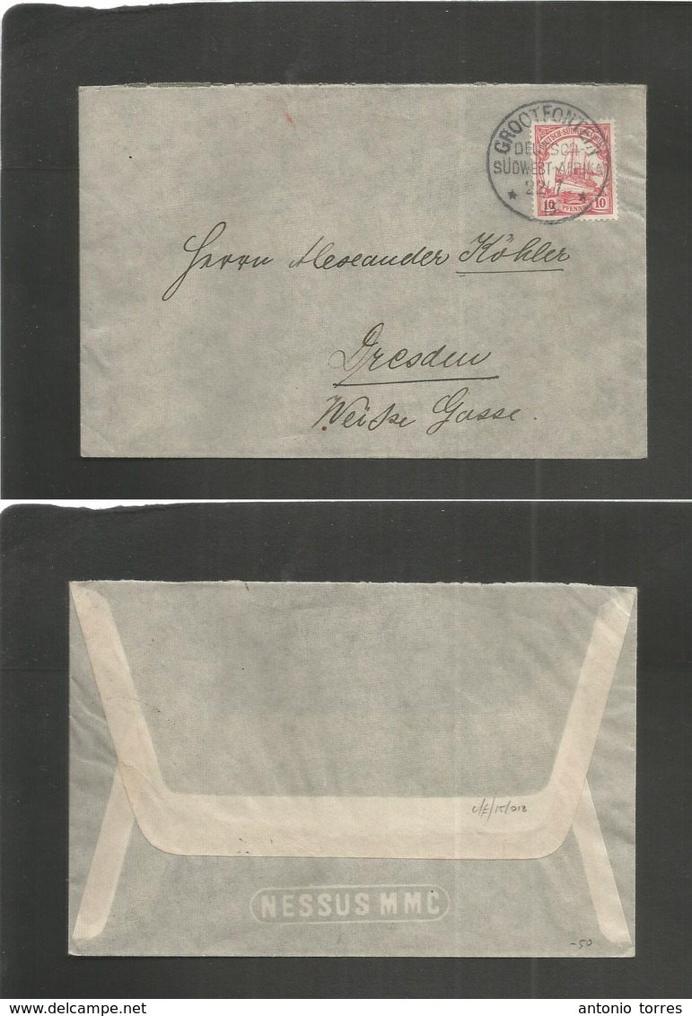 German Col-Swa. 1913 (22 July) Grootfontein - Germany, Dresden. VF Fkd Env Cds. - Sonstige & Ohne Zuordnung
