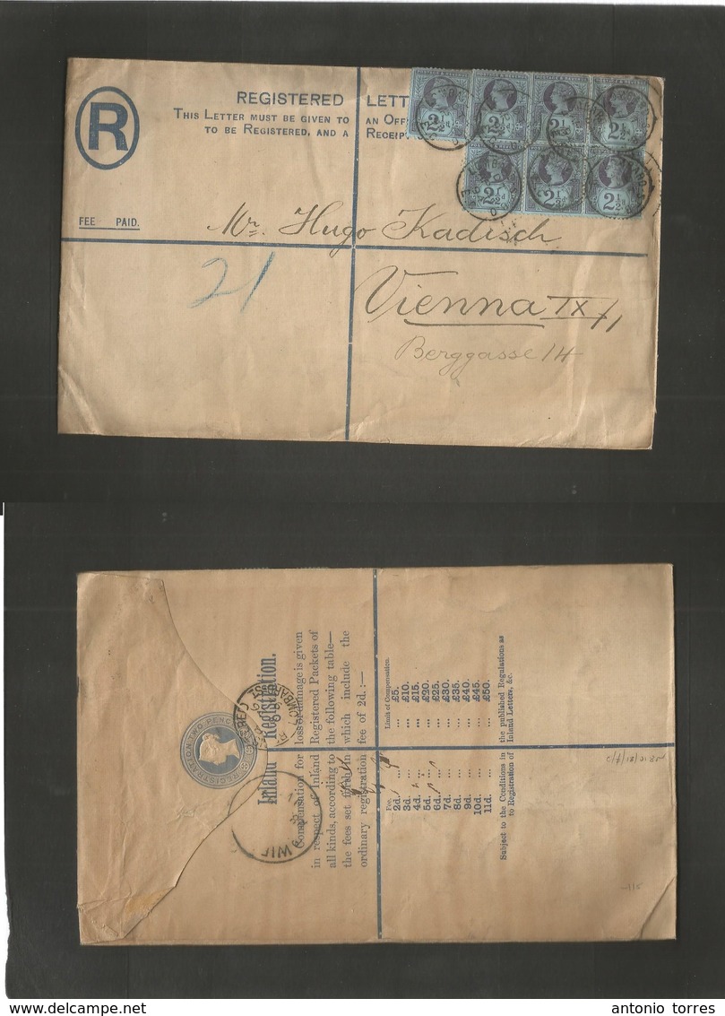 Great Britain. 1894 (Apr 26) Lombard Street - Austria, Wien (28 Apr) 2d Blue QV Registered Stat Env + 7 Additional 2d Bl - Sonstige & Ohne Zuordnung