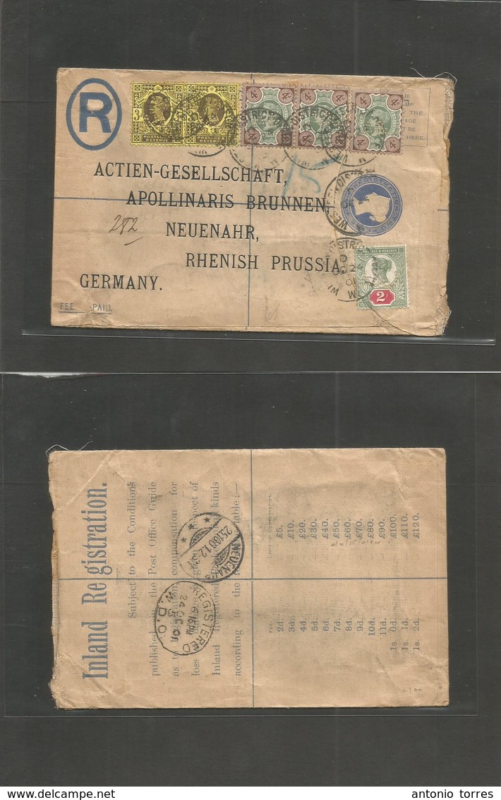 Great Britain. 1901 (24 Oct) Western District - Neuenahr, Rhewish, Prussia, Germany (25 Oct). Registeed 2d Blue Stat Env - Autres & Non Classés