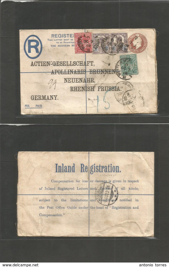 Great Britain - Xx. 1902 (Oct 7) Western Office - Germany, Neuenahr (8 Oct) Registered 1d + 2d Brown K. Ed VIII Stat Env - Other & Unclassified