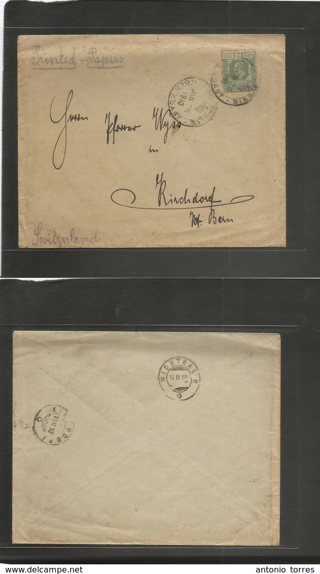 Bc - Gold Coast. 1910 (26 Jan) 6 Jassie - Switzerland, Richdorf (14 Feb) Unsealed Fkd 1/2d Green Envelope, Cds. Fine Usa - Autres & Non Classés