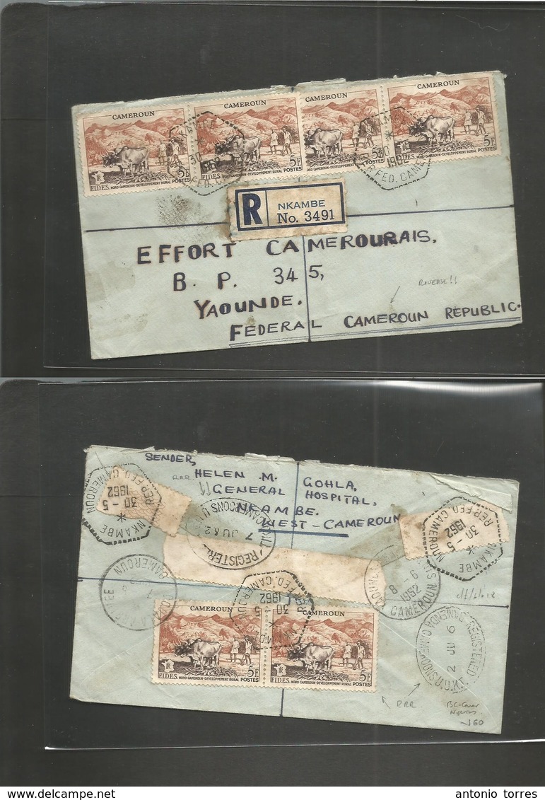 Bc - Nigeria. 1962 (30 May) French Camerun, Nkambe - Yaounde, Federal Camerun Republic (8 June) Registered Franked Envel - Autres & Non Classés
