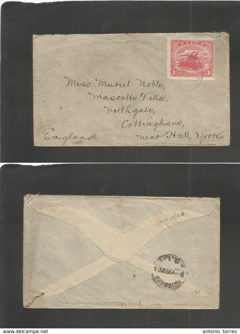 Bc - Papua New Guinea. 1913 (233 May) Pt. Moresby - UK, England, Northgate, Cottingham Via Brishane, Australia (29 May)  - Autres & Non Classés