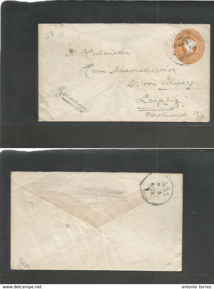 India. 1906 (18 May) Cuddalore - Germany, Leipzig. Zalop Yellow Orange Stat Envelope, Cds. Fine. - Autres & Non Classés