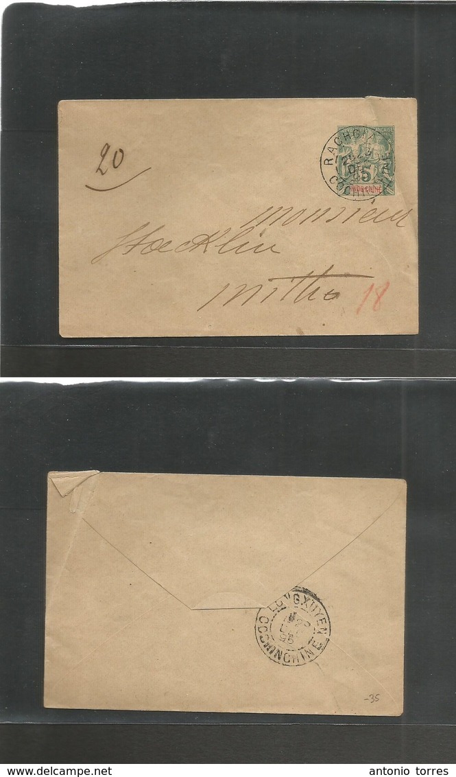 Indochina. 1898 (28 Dec) Rachgia - Mitho. 5c Green Stat Env. Local Usage. Fine Village Usage. - Autres - Asie