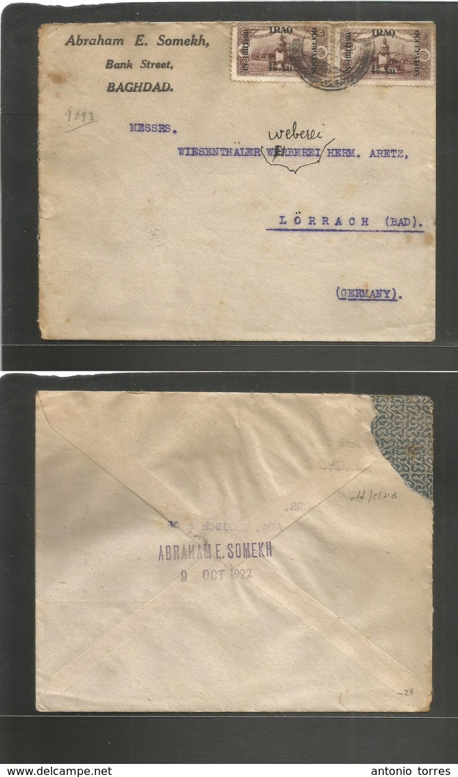 Iraq. C. 1920. British Mandate Ovptd Stamps. Baghdad - Germany, Lorrech. Fkd Env Very Fine. - Iraq