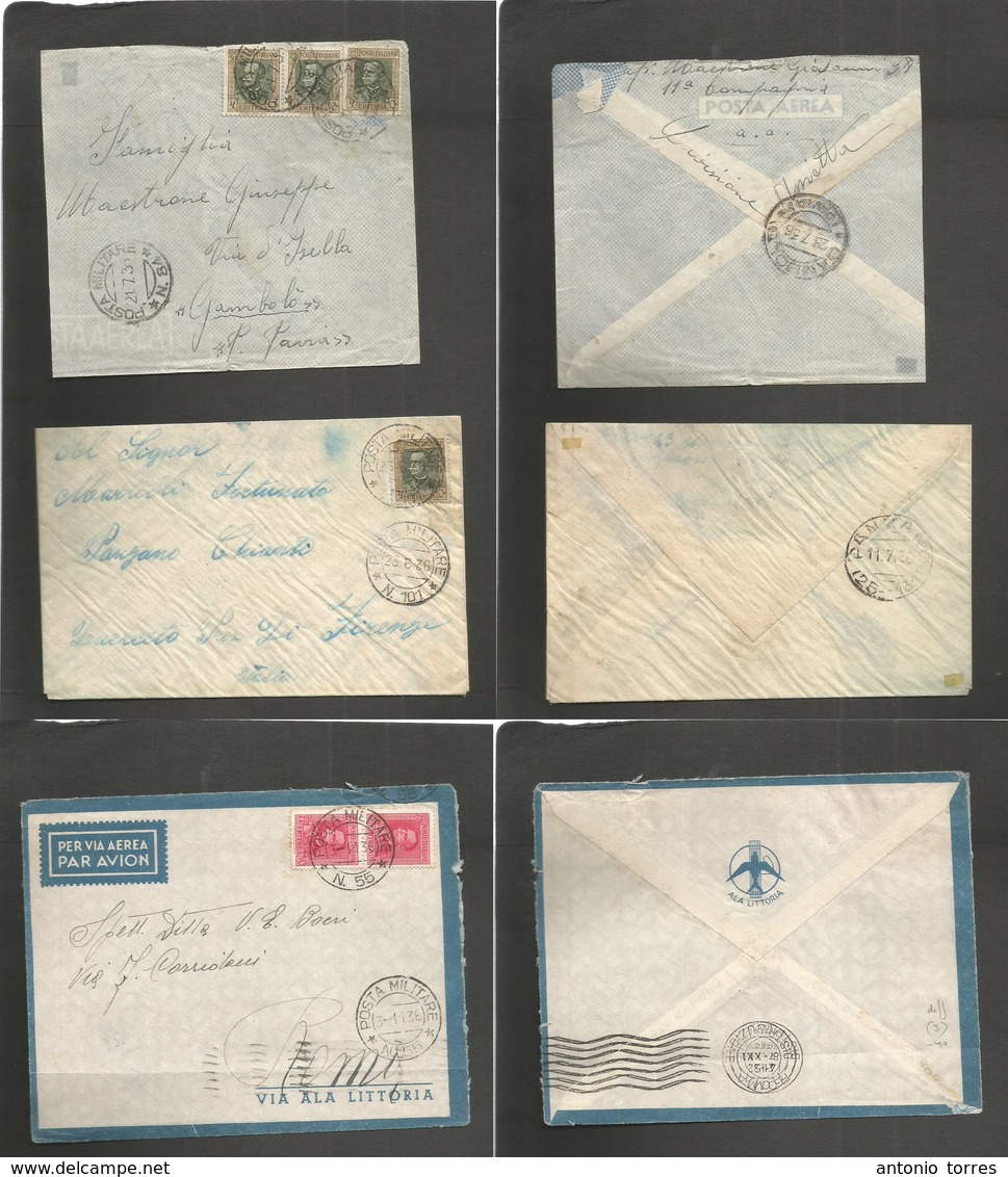 Italian Colonies. 1936. ERITREA. 3 Fkd Envelopes To Italy Military PM 84, 101 And 55 Respectively. Fine Two. - Non Classés