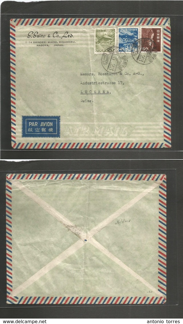 Japan. 1955 (23 May) Nagoya - Switzerland, Luzern. Air Multifkd Envelope. Fine. - Autres & Non Classés