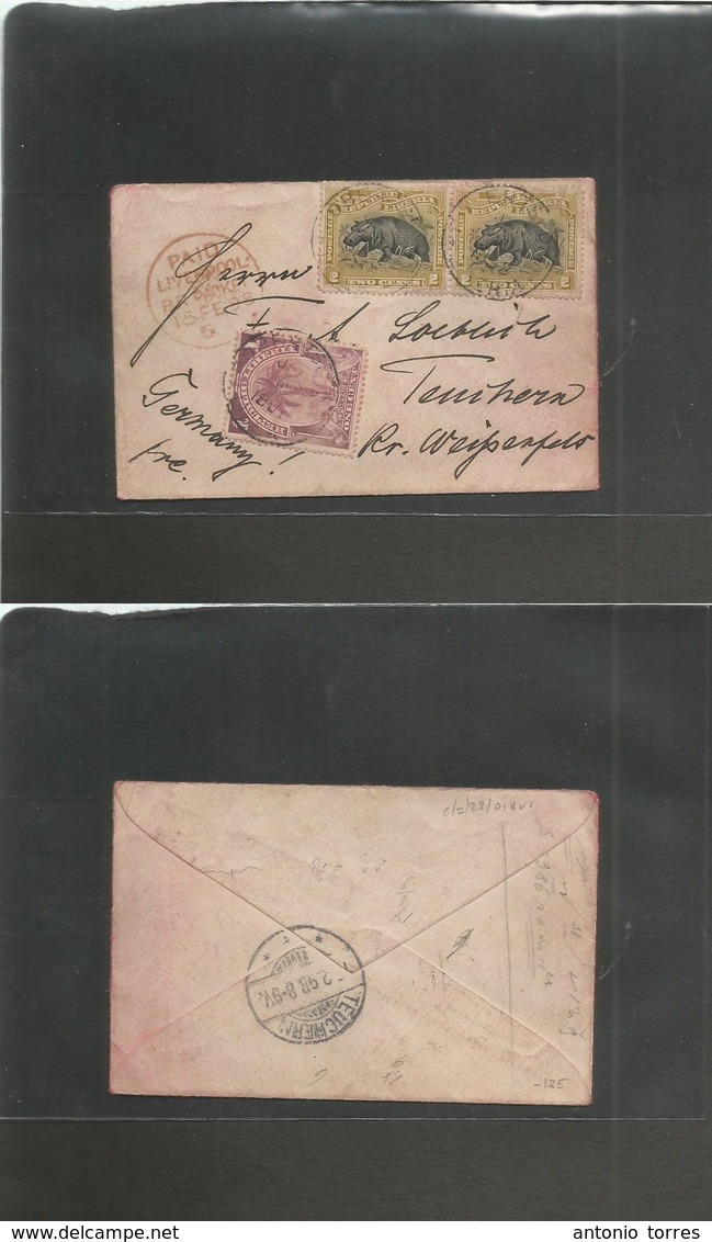 Liberia. 1898 (Jan 10) Robertson - Germany, Tenchern (15 Feb) Via Liverpool (15 Feb) Multifkd Early Hypos Usage, Cds. Fi - Liberia