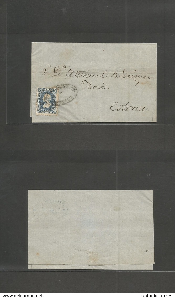 Mexico. 1876 (20 Oct) Sayula - Colima. E Fkd 25c Blue 1874 Issue, C. Guzman District Name, 54-76 Consign Tied Oval Cache - Mexique