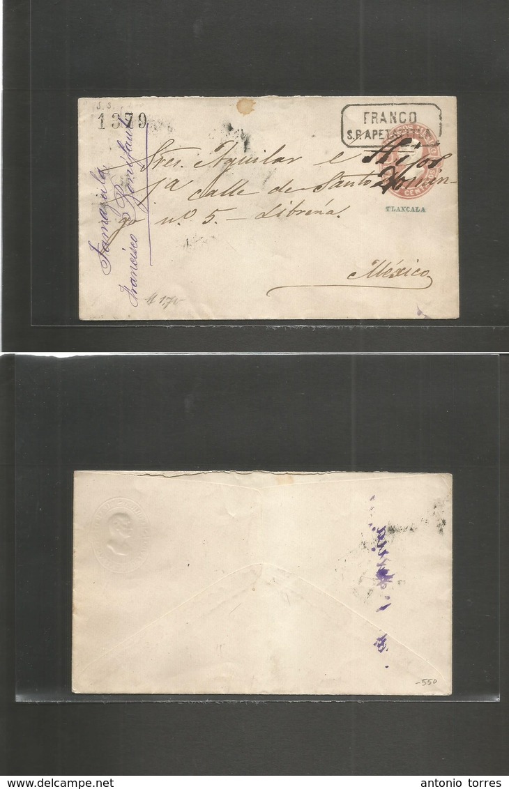 Mexico - Stationery. 1879. Tamazula - DF. Early 4c Salmon Hidalgo Stat Envelope, Tlaxcala Blue Name, 1379 Consigment, Wi - Mexique