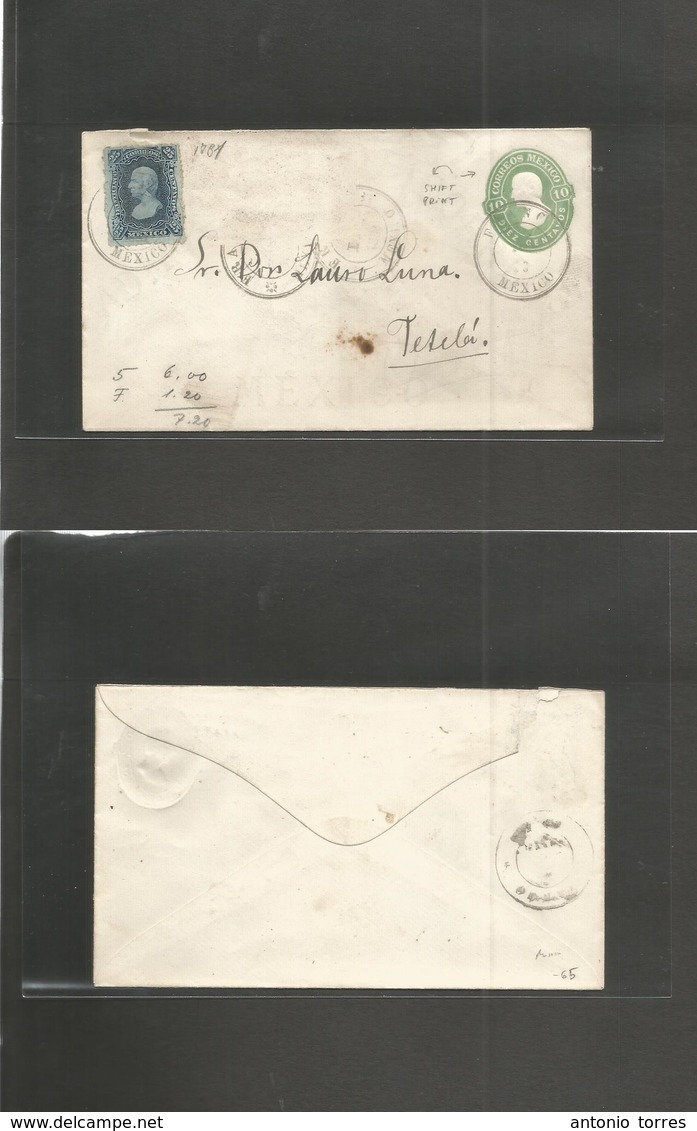 Mexico - Stationery. 1881. Mexico - Tetelá. 10c Green Hidalgo Statinary Envelope, 1781 Consigment, SHIFTED Anti-clock Pr - Mexique