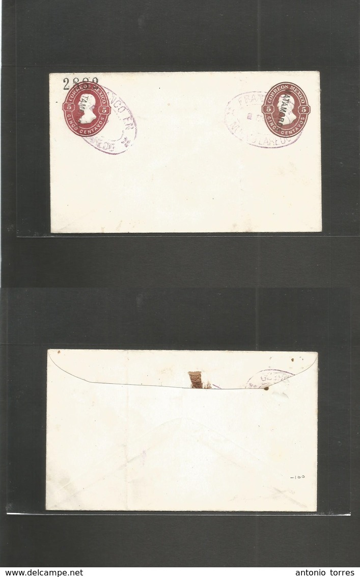 Mexico - Stationery. C. 1882. Hidalgo Issue Stat Envelope (part Of Flap Missing Due To Package Usage) Doble Print 5c Bro - Mexique