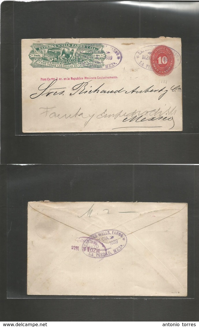 Mexico - Stationery. 1889 (Marzo 1) Large Diagonal Plate Intrusion Crack. La Piedad - Mexico DF (2 Marzo) WF 15c Dark Gr - Mexique