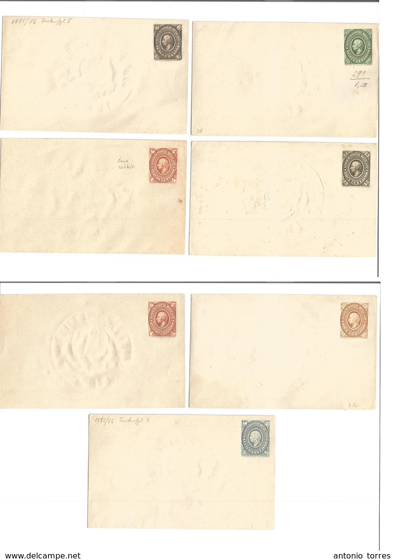 Mexico - Stationery. C. 1894. Medallion Stationary Envelopes With Watermark Selection Of 7 Diff Mint Ones From Old Colle - Mexique