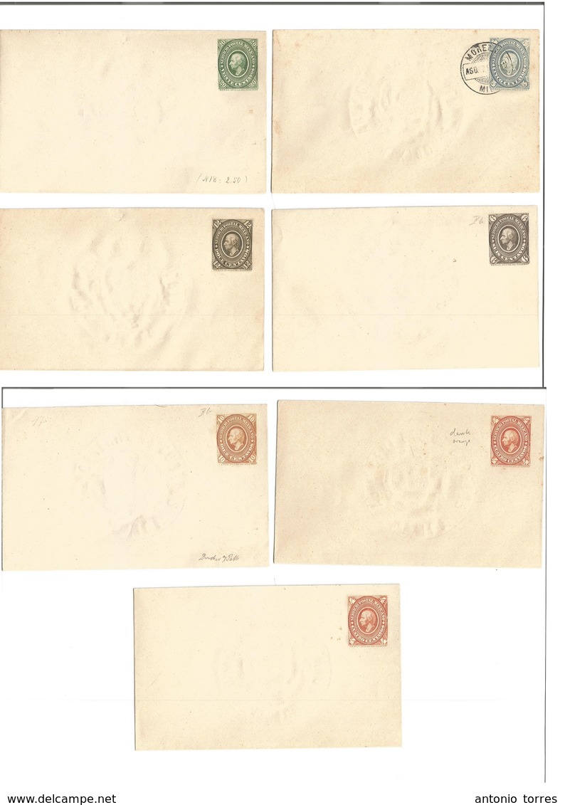 Mexico - Stationery. C. 1894. Medalion Stationary Envelopes On Watermark Paper Mint + 1 Preobl. (specimen) Selection. VF - Mexique
