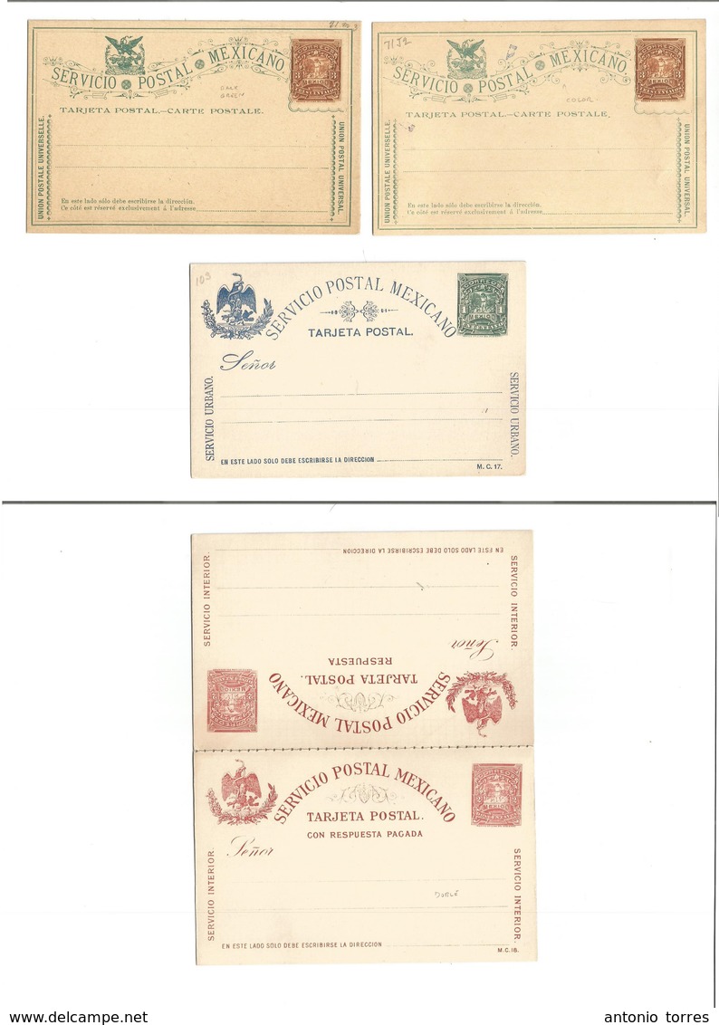 Mexico - Stationery. C. 1895. SPM. Military Issue Stationary Card Selection Of 4 Diff Incl One Doble. Fine Group. - Messico