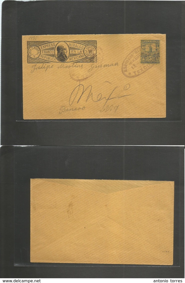 Mexico - Stationery. 1895 (12 Oct) Express Hidalgo Riveroll. 10c Black + 5c Military On Yellowish Cream Paper. Texcoco - - Mexique