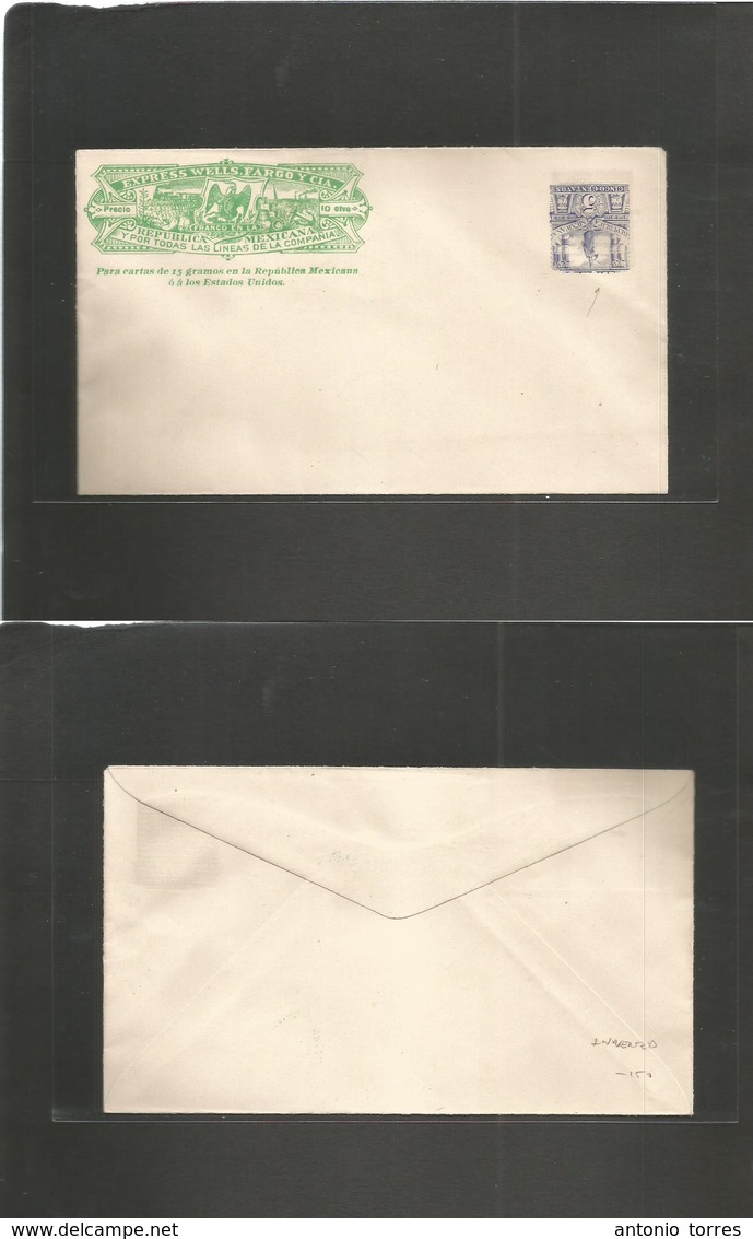 Mexico - Stationery. 1898-9. Express Wells Fargo (emerald Rare Color) + 5c Blue Militar Issue INVERTED Print. VF + Rare  - Mexique