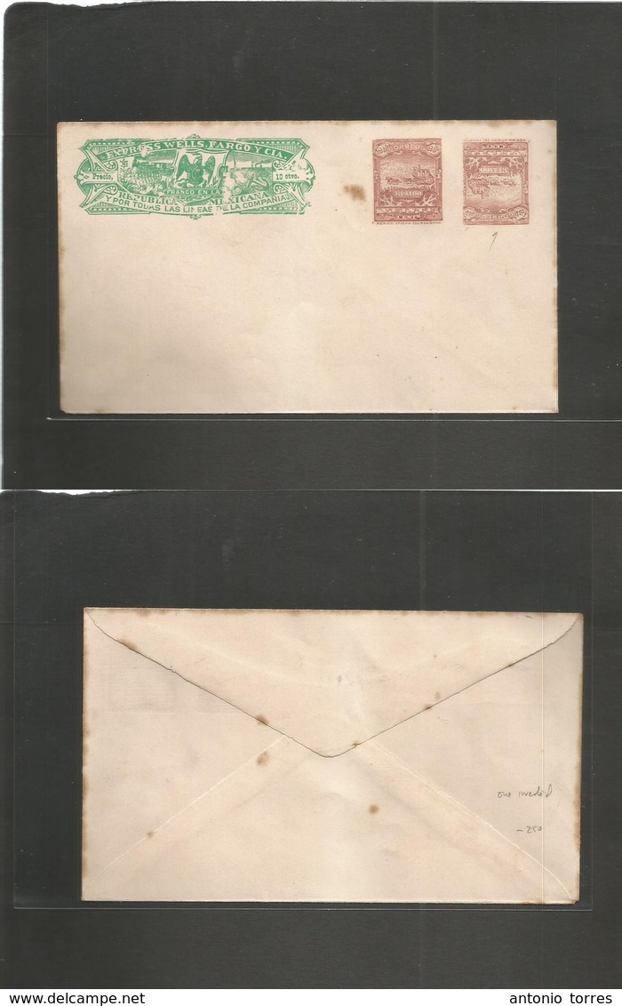 Mexico - Stationery. 1898-9. Express Walls Fargo + 20c. Mulitas Issue (x2, One INVERTED Print) To Tebeche Positioning. C - Mexico