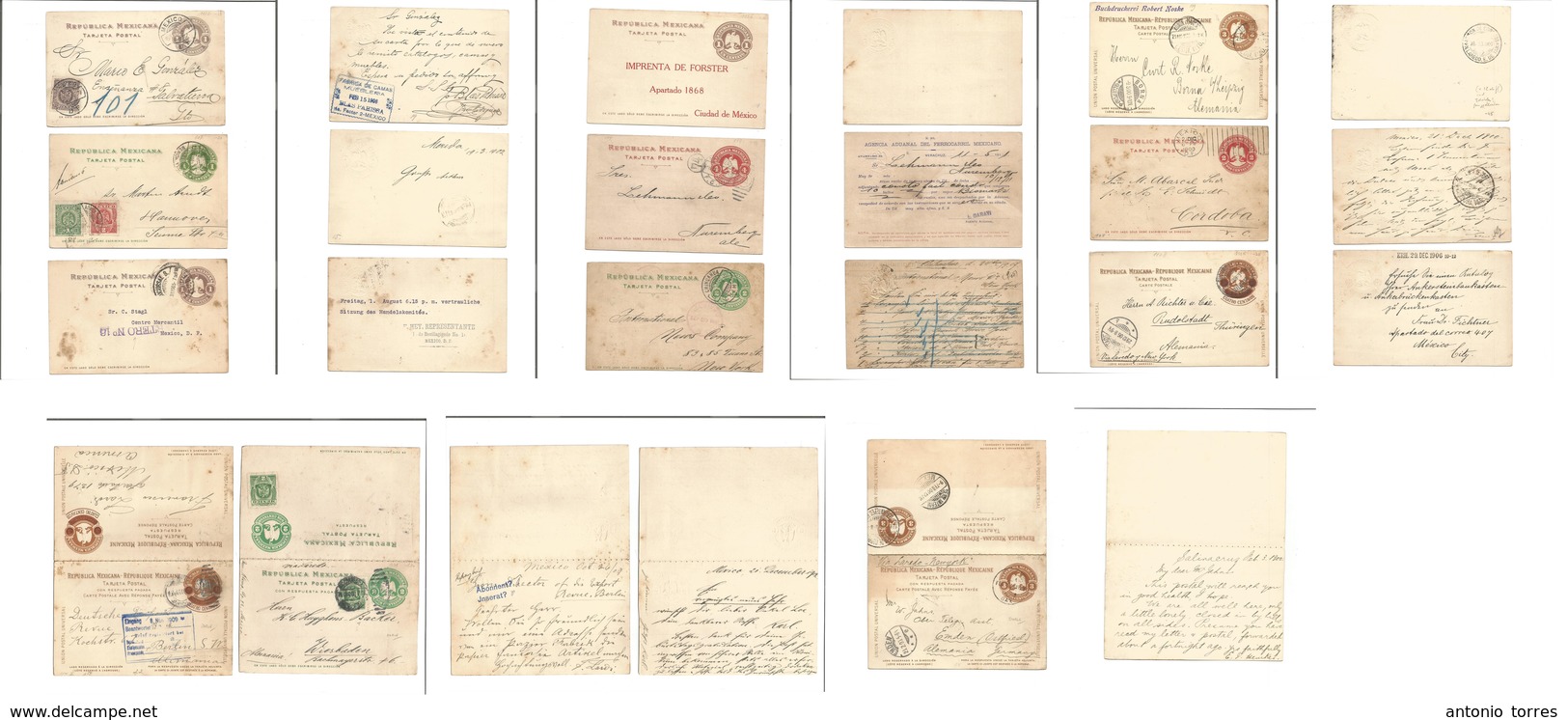 Mexico - Stationery. 1900-1909. Embossed Eagle Issue Stationary Mint + Used Collection Of Diff Incl Adtl Franking. Inclu - Mexique