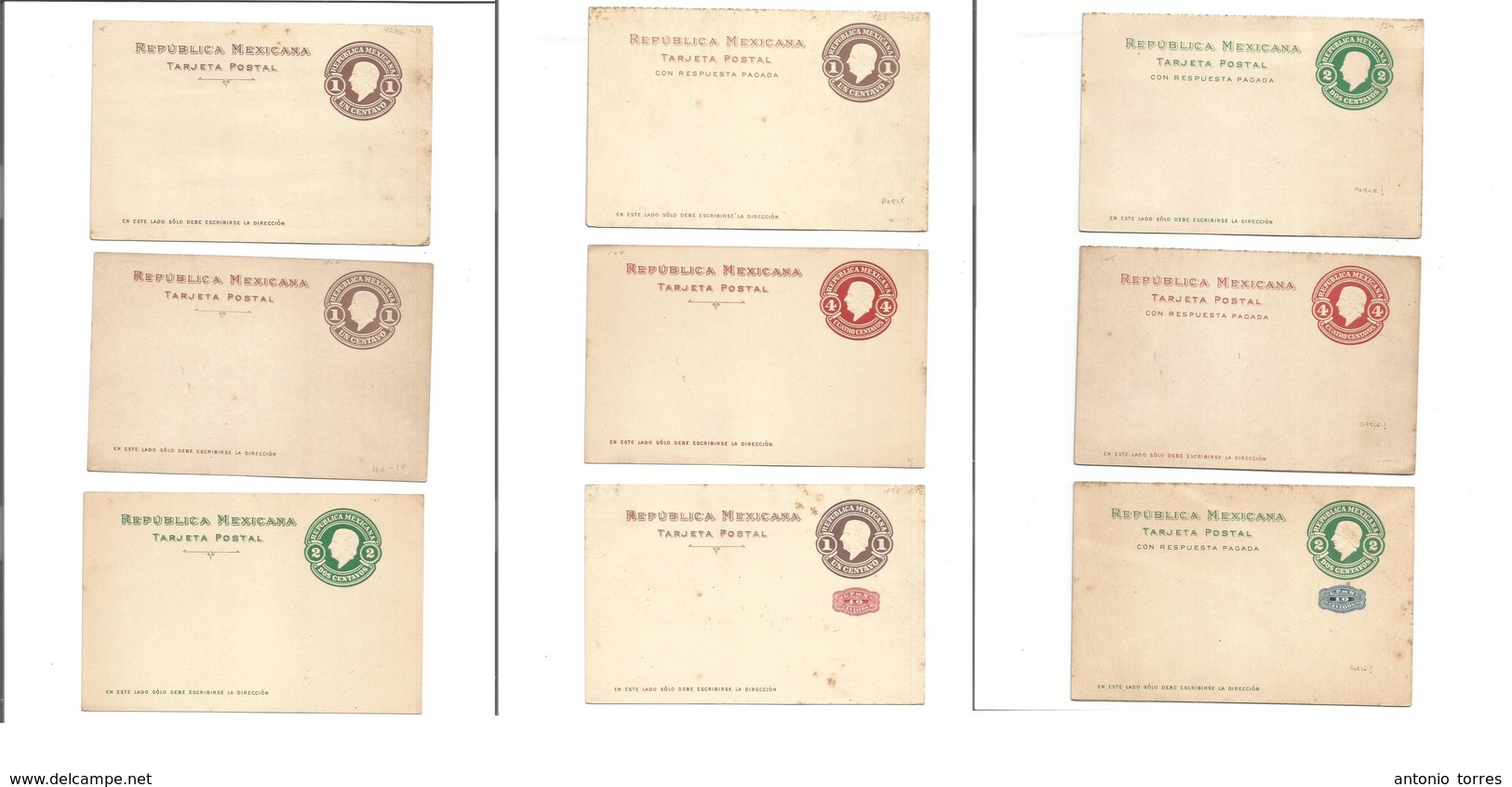 Mexico - Stationery. C. 1913-17. Hidalgo Embossed Issue. Mint Stationary Collection Of 9 Different Including Revolution  - Mexique