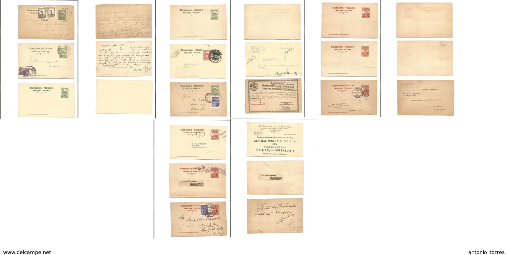 Mexico - Stationery. 1931-34. Monuments Stationary Cards 1st Group. Selection Of 12 Diff Mint Used, Incl Adtl Franking P - Mexique