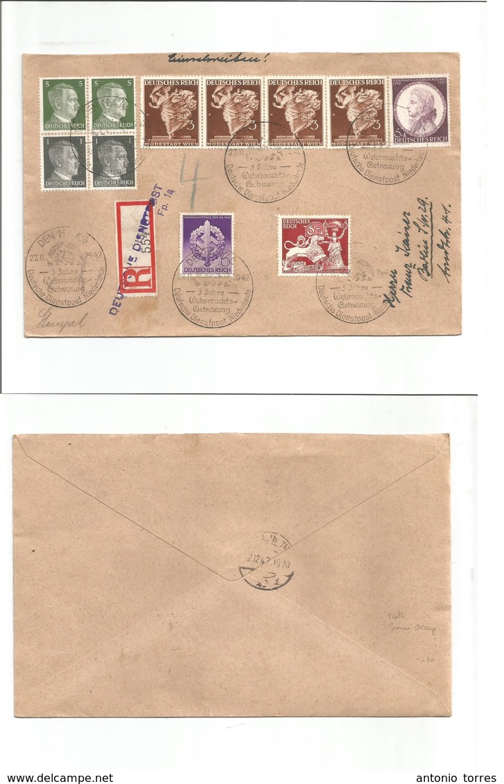 Netherlands. 1942 (27 Nov) Den Haag - Berlin, Germany (2 Dec) German Official Nazi Occupation Mail Usage On Registered M - Autres & Non Classés