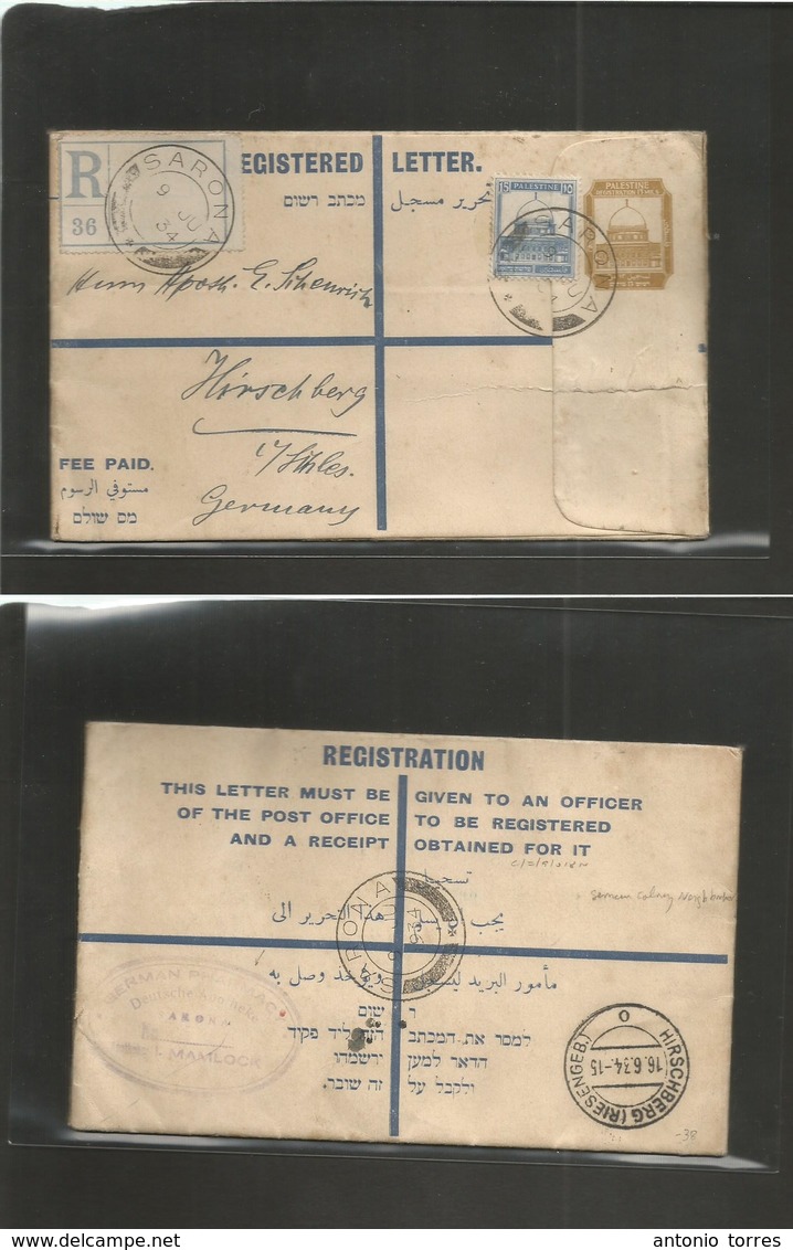 Palestine. 1934 (9 June)  Sarona - Germany, Hirschberg (16 June) German Colony Neighbourhood. Deutsche Apotheke Register - Palestine