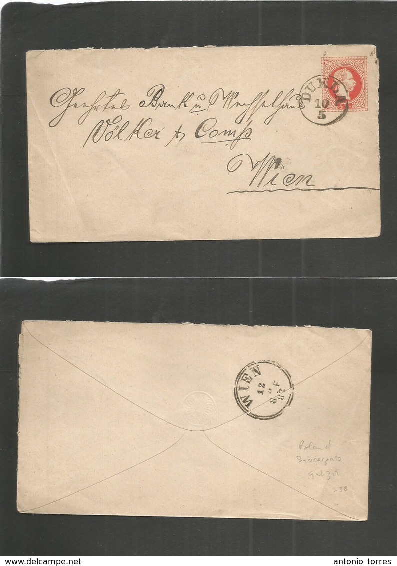 Poland. 1882 (10 May) Austria Administration. Galicia, Subcarpato. Dukla - Wien (12 May) 5 Kr Red Stat Env, Cds. VF. - Autres & Non Classés