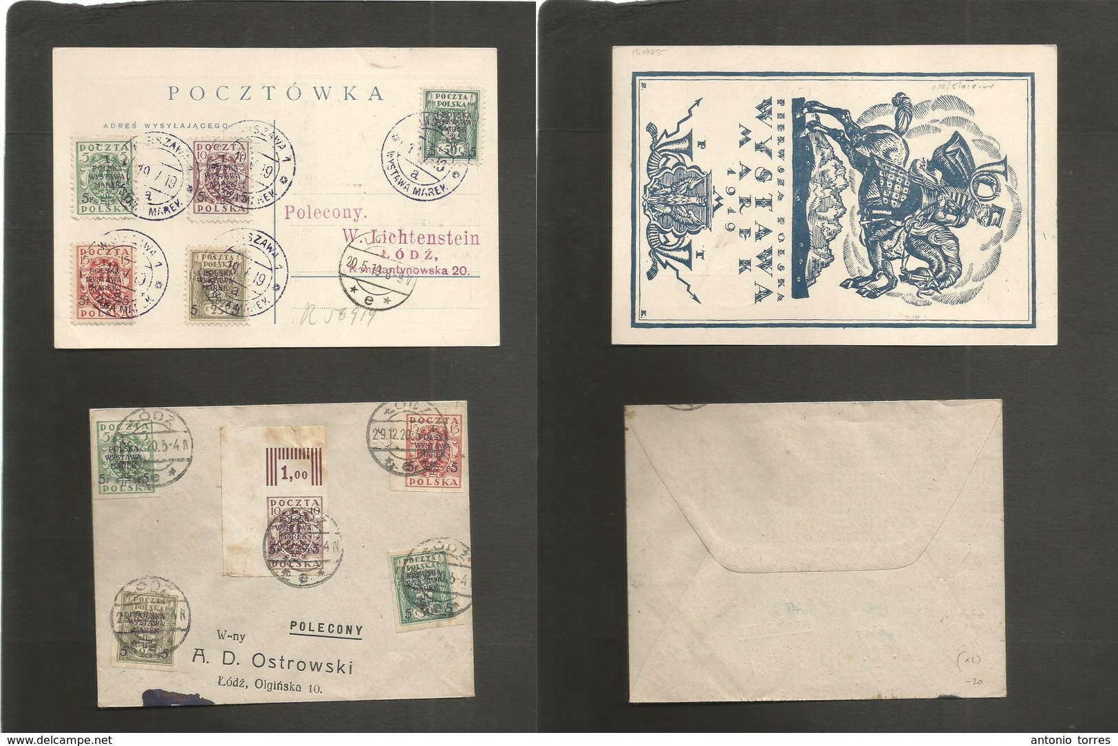 Poland. 1919-20. 2 Ovptd Provisional Issues On Cover / Ppc Usages. Fine Pair. - Autres & Non Classés