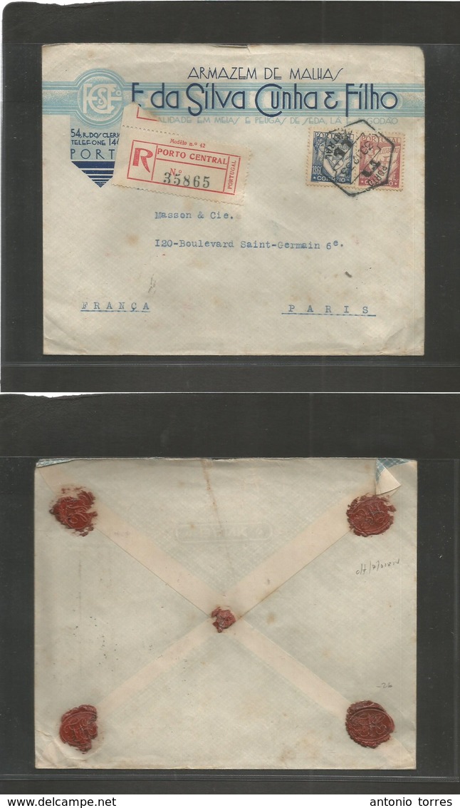 Portugal - Xx. 1933 (30 Oct) Porto - France, Paris. Registered Lusiadas Issue Color Illustrated Envelope, Tied Ds + R-la - Autres & Non Classés