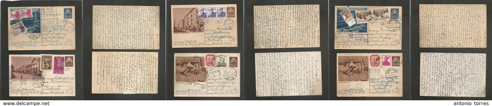 Romania. 1955/6. Bucarest - Ludwisburg, Germany. Small Family Correspondance Of Six Illustrated Stationary Cards + Adtls - Autres & Non Classés